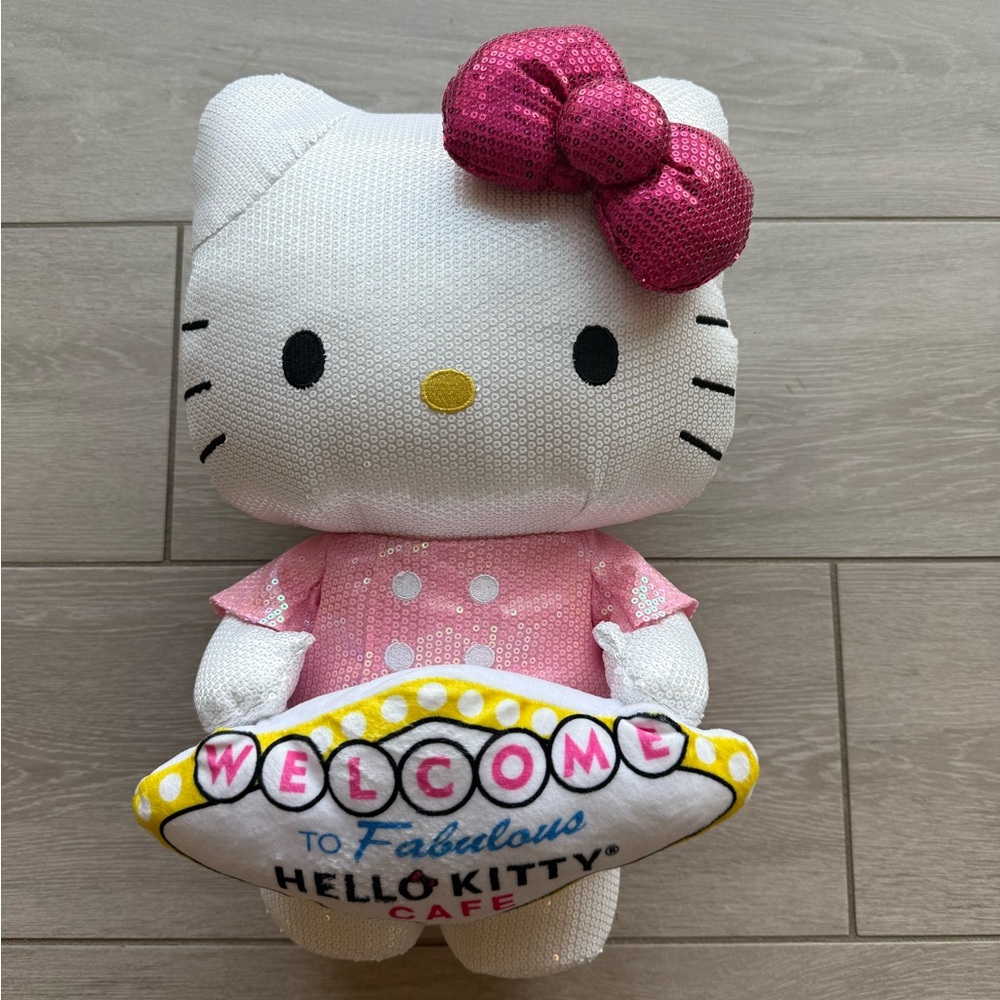 Hello Kitty Plush Sequin Hello Kitty Cafe Las Vegas Sanrio 16”